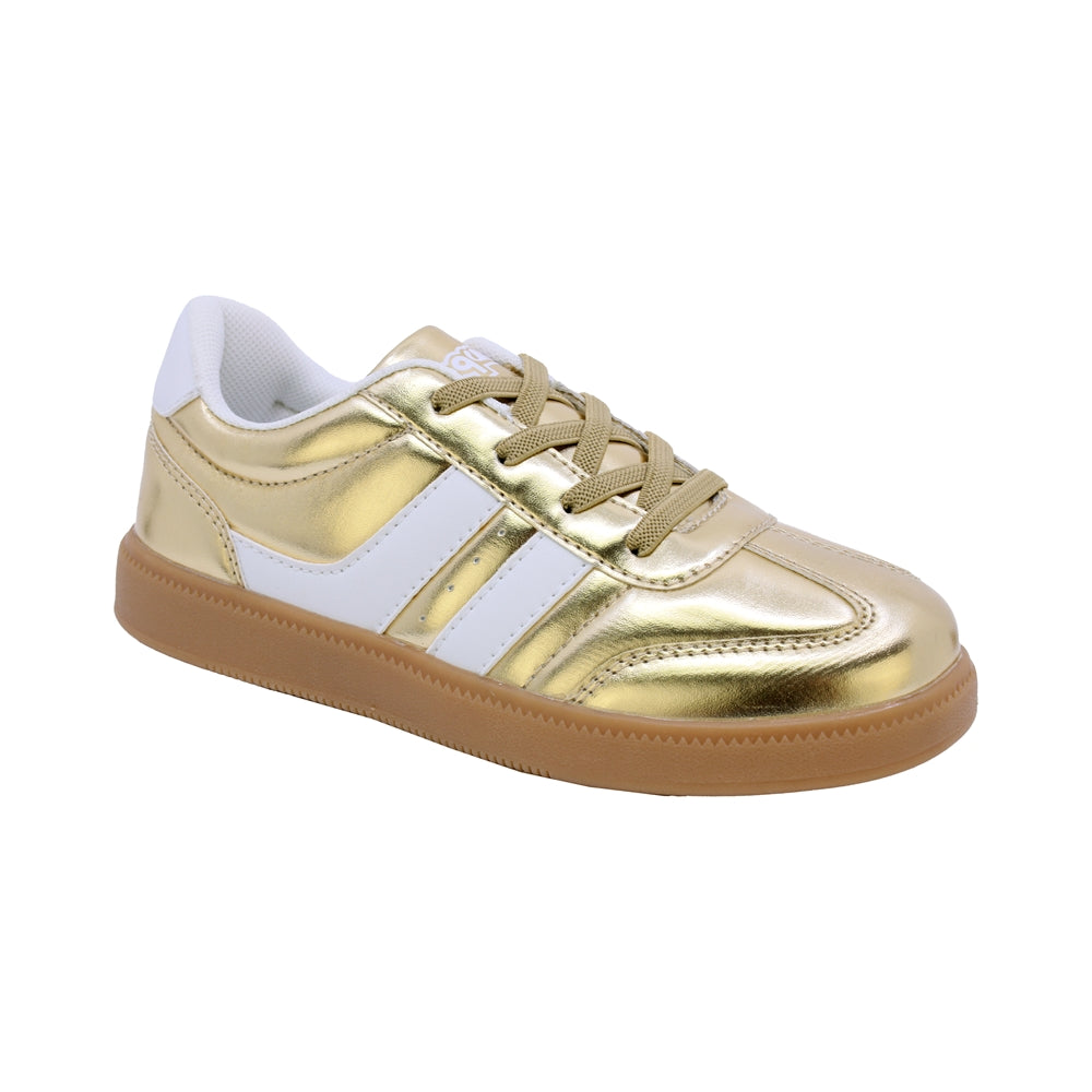 TENIS COQUETA PARA NIÑA DE SINTÉTICO COLOR ORO TIMON CON AGUJETA