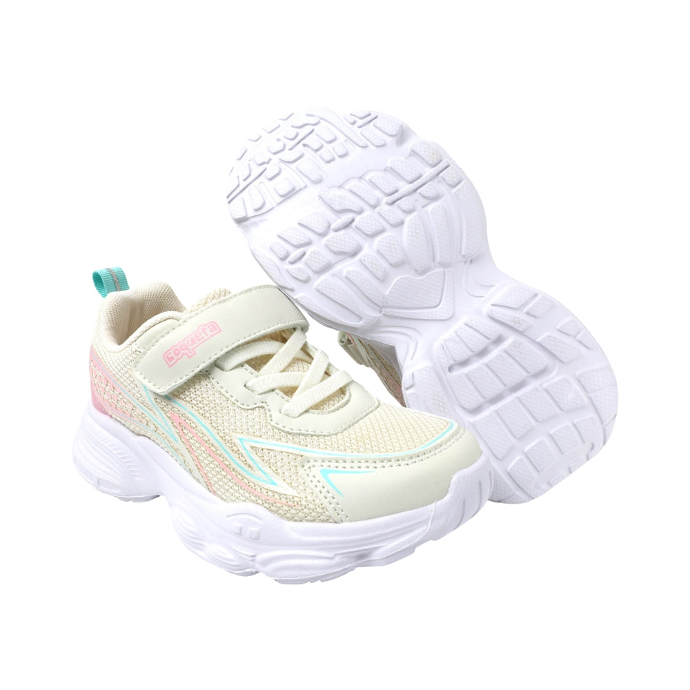 TENIS COQUETA PARA NIÑA EN TEXTIL COLOR BEIGE AZUNA CON AGUJETA Y TIRA DE CONTACTO