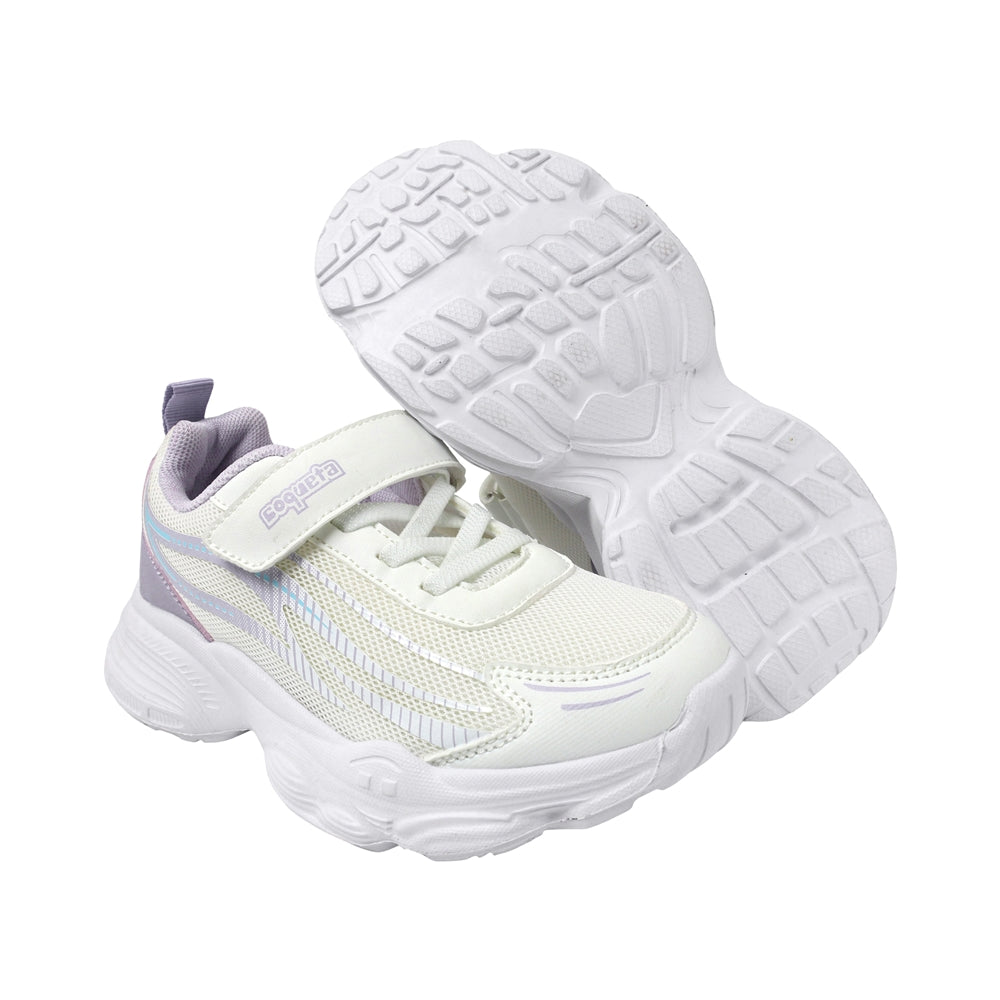 TENIS COQUETA PARA NIÑA EN TEXTIL COLOR BLANCO AZUNA CON AGUJETA Y TIRA DE CONTACTO