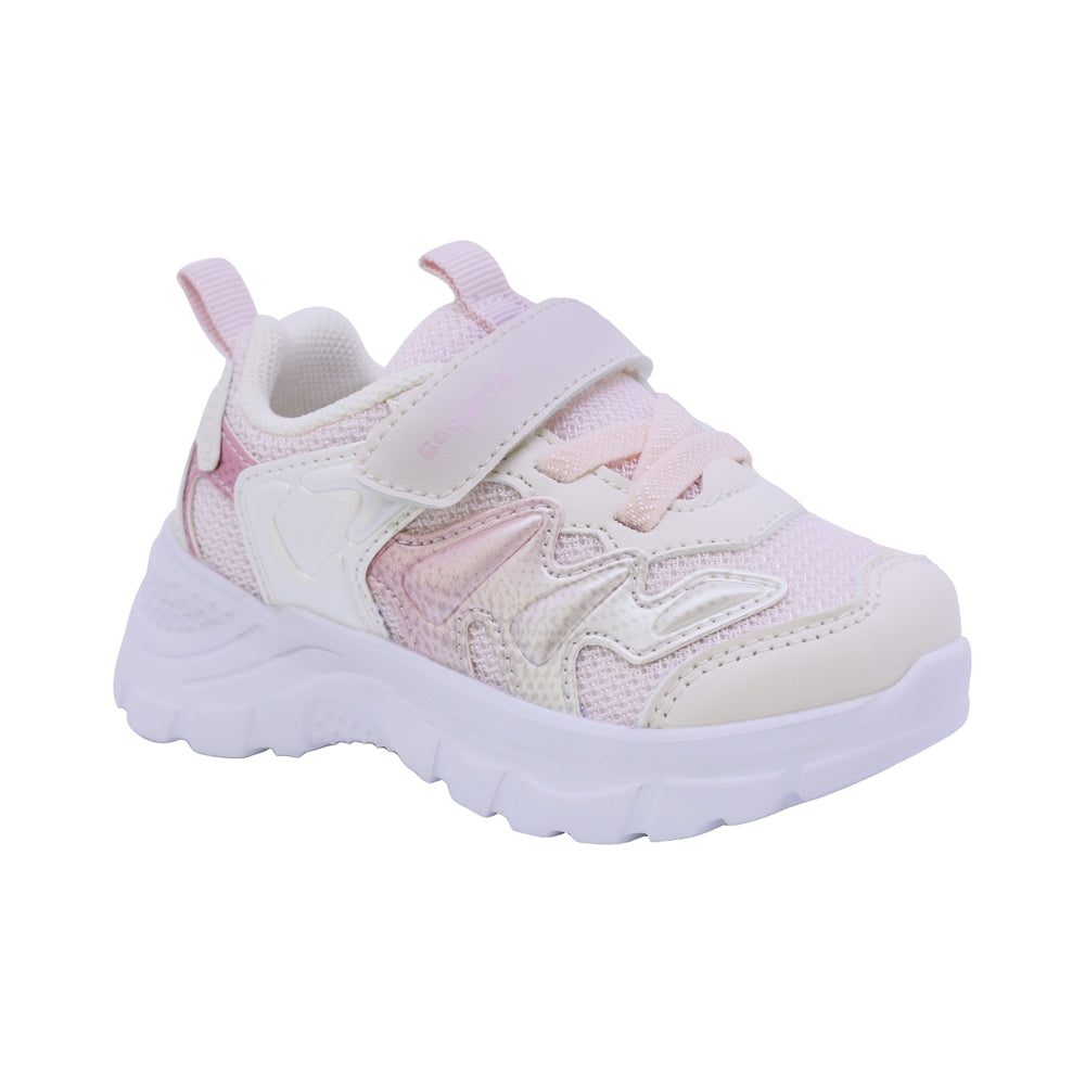 TENIS COQUETA PARA NIÑA COLOR BLANCO ROSA DE CONTACTO