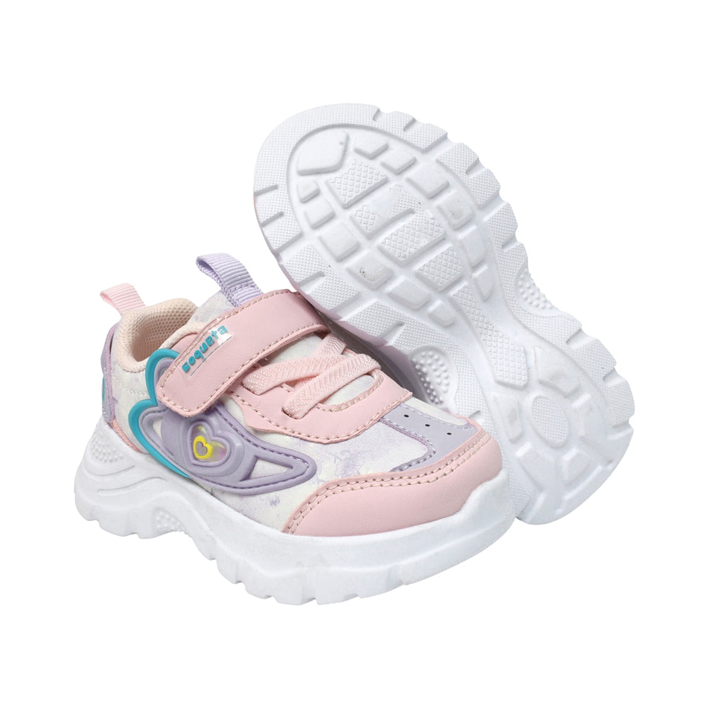 TENIS COQUETA PARA NIÑA EN SINTÉTICO COLOR ROSA NEMO CON AGUJETA Y TIRA DE CONTACTO
