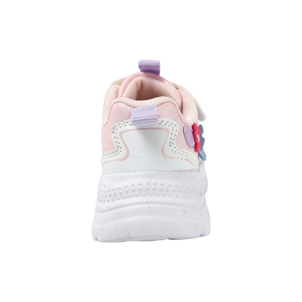 TENIS COQUETA PARA NIÑA EN SINTÉTICO COLOR BLANCO-ROSA NEMO CON AGUJETA Y TIRA DE CONTACTO