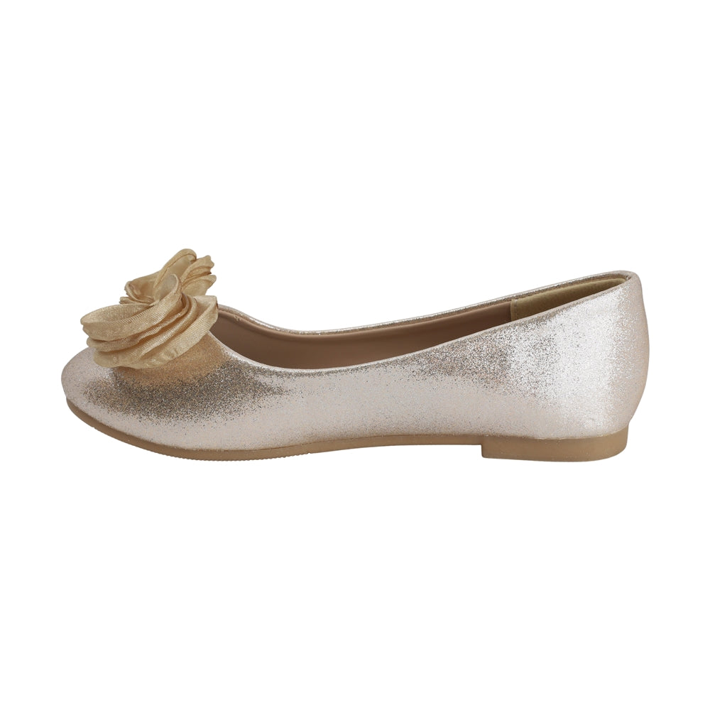 BALERINA COQUETA PARA NIÑA EN SINTÉTICO COLOR ORO AGATHA CON MOÑO