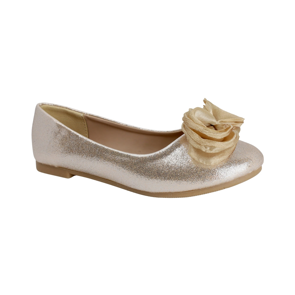 BALERINA COQUETA PARA NIÑA EN SINTÉTICO COLOR ORO AGATHA CON MOÑO