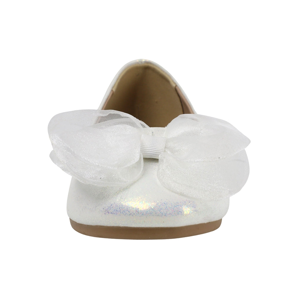 BALERINA COQUETA PARA NIÑA EN SINTÉTICO COLOR PERLA AGATHA CON MOÑO