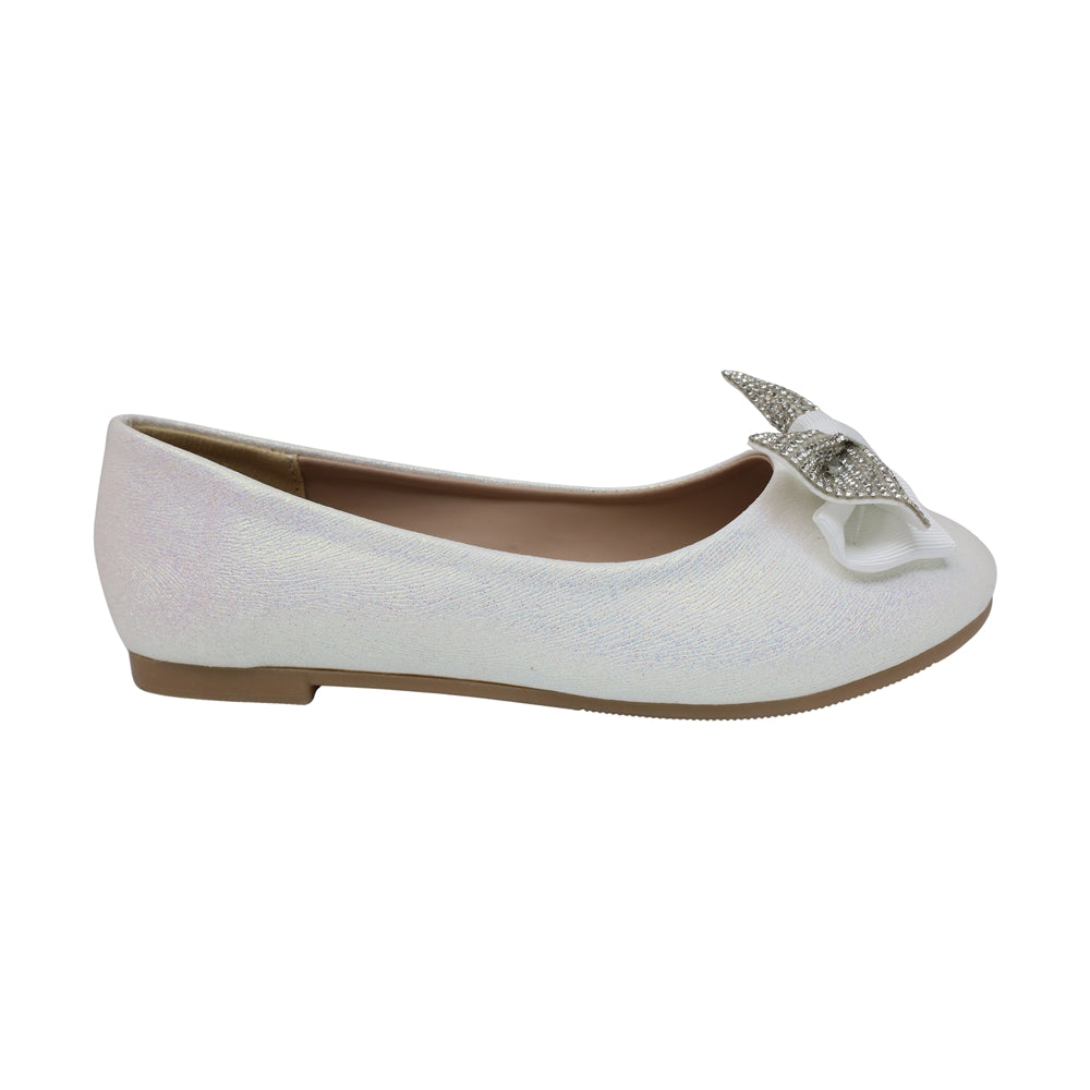 BALERINA COQUETA PARA NIÑA EN SINTÉTICO COLOR PERLA AGATHA CON MOÑO