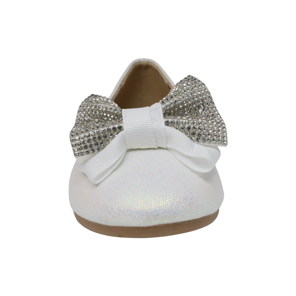 BALERINA COQUETA PARA NIÑA EN SINTÉTICO COLOR PERLA AGATHA CON MOÑO