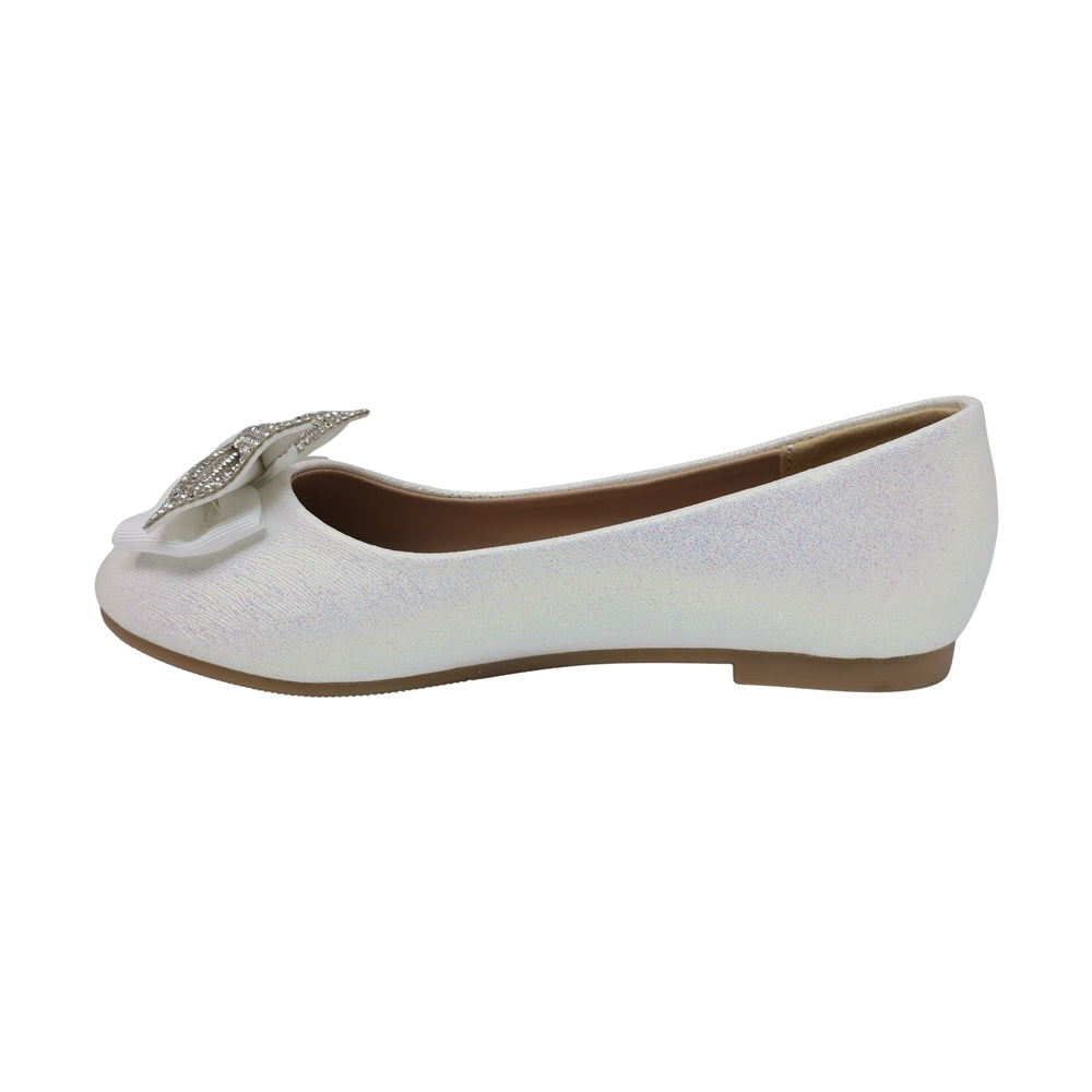 BALERINA COQUETA PARA NIÑA EN SINTÉTICO COLOR PERLA AGATHA CON MOÑO