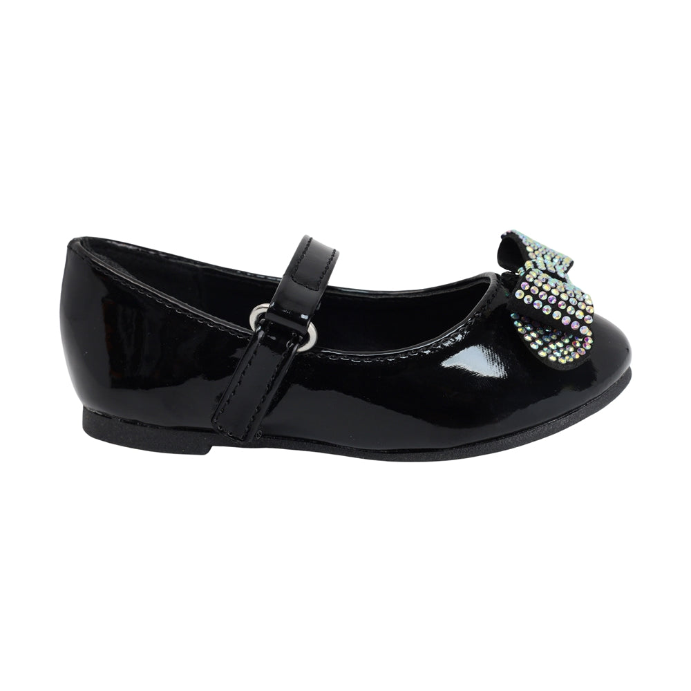 BALERINA COQUETA PARA NIÑA EN CHAROL COLOR NEGRO MARBI CON TIRA DE CONTACTO