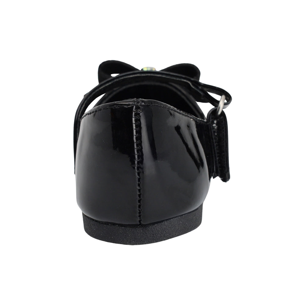 BALERINA COQUETA PARA NIÑA EN CHAROL COLOR NEGRO MARBI CON TIRA DE CONTACTO