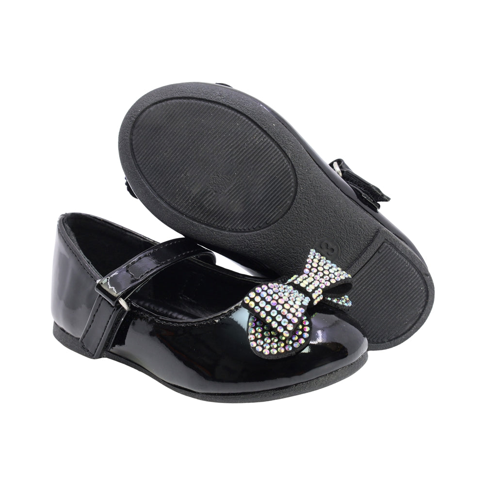 BALERINA COQUETA PARA NIÑA EN CHAROL COLOR NEGRO MARBI CON TIRA DE CONTACTO