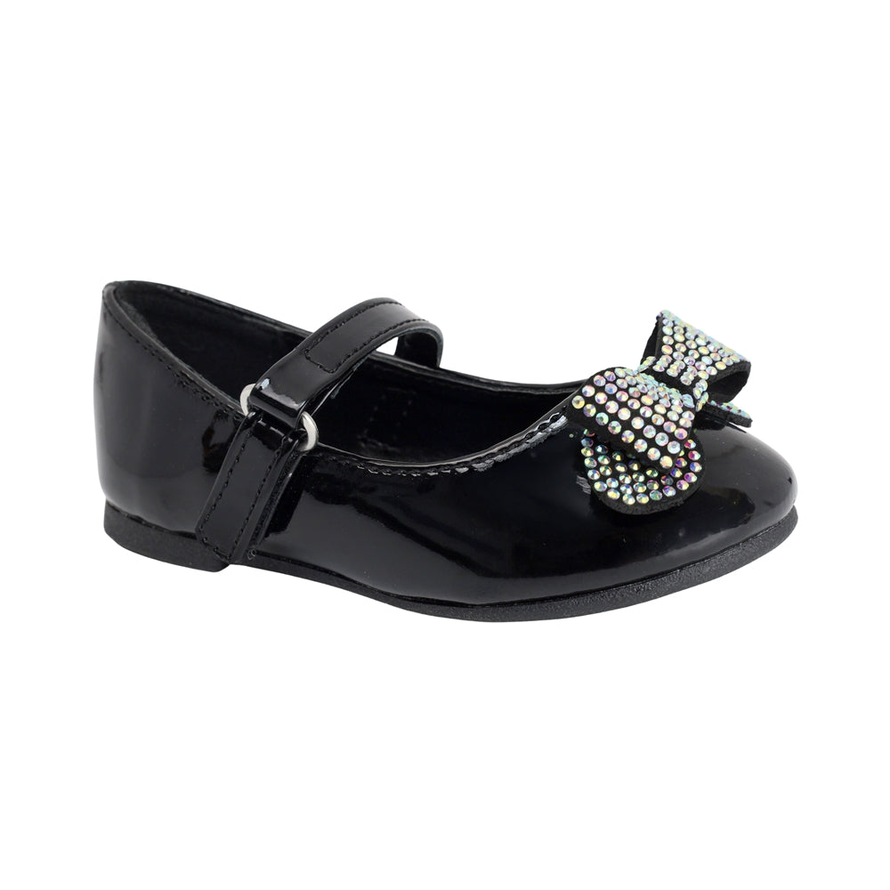 BALERINA COQUETA PARA NIÑA EN CHAROL COLOR NEGRO MARBI CON TIRA DE CONTACTO