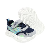 TENIS AUDAZ PARA NIÑO EN SINTÉTICO COLOR AZUL-GRIS ORION CON AGUJETA Y TIRA DE CONTACTO