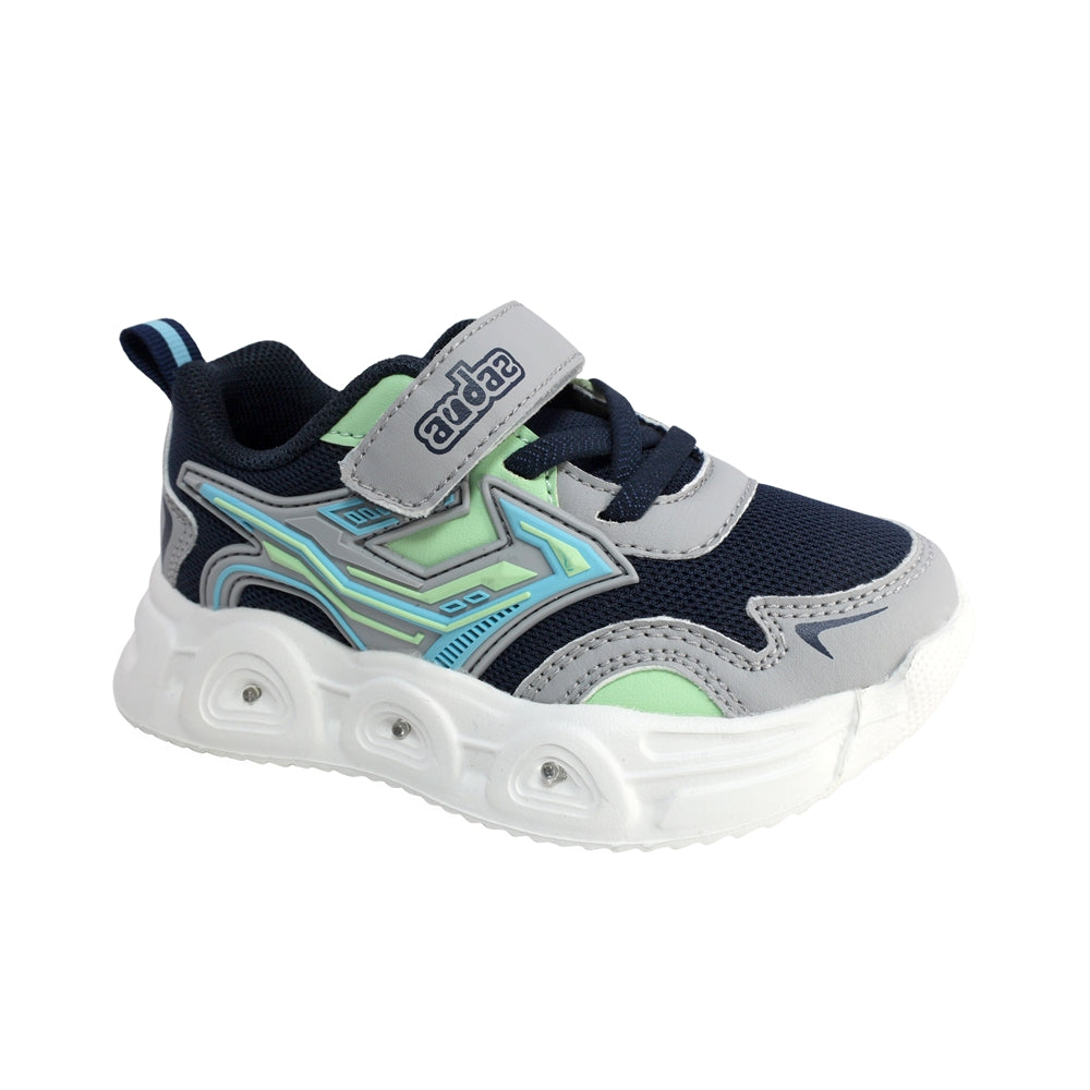 TENIS AUDAZ PARA NIÑO EN SINTÉTICO COLOR AZUL-GRIS ORION CON AGUJETA Y TIRA DE CONTACTO