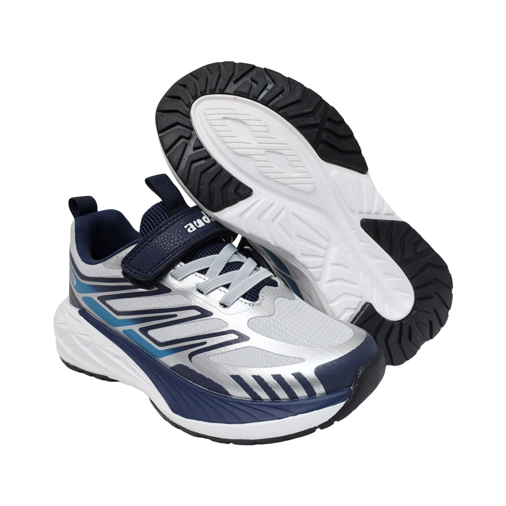 TENIS AUDAZ PARA NIÑO EN SINTÉTICO COLOR GRIS-AZUL OCA CON AGUJETA Y TIRA DE CONTACTO