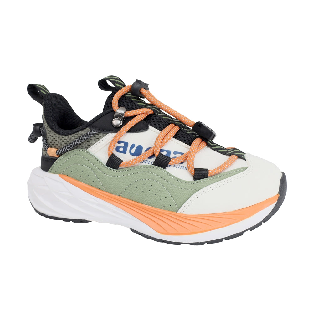 TENIS AUDAZ PARA NIÑO EN SINTÉTICO COLOR BEIGE-VERDE OCA CON CINTA ELÁSTICA