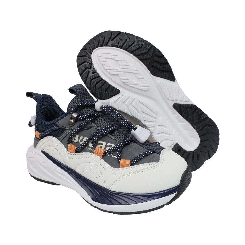 TENIS AUDAZ PARA NIÑO EN SINTÉTICO COLOR GRIS-BEIGE OCA CON CINTA ELÁSTICA