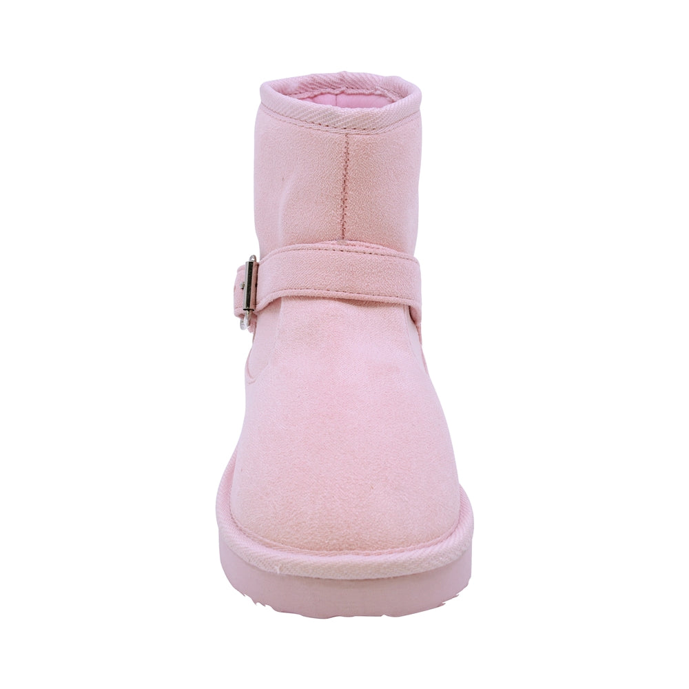 BOTA COQUETA PARA NIÑA DE SINTÉTICO COLOR ROSA TABIQUE CON HEBILLA