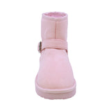 BOTA COQUETA PARA NIÑA DE SINTÉTICO COLOR ROSA TABIQUE CON HEBILLA