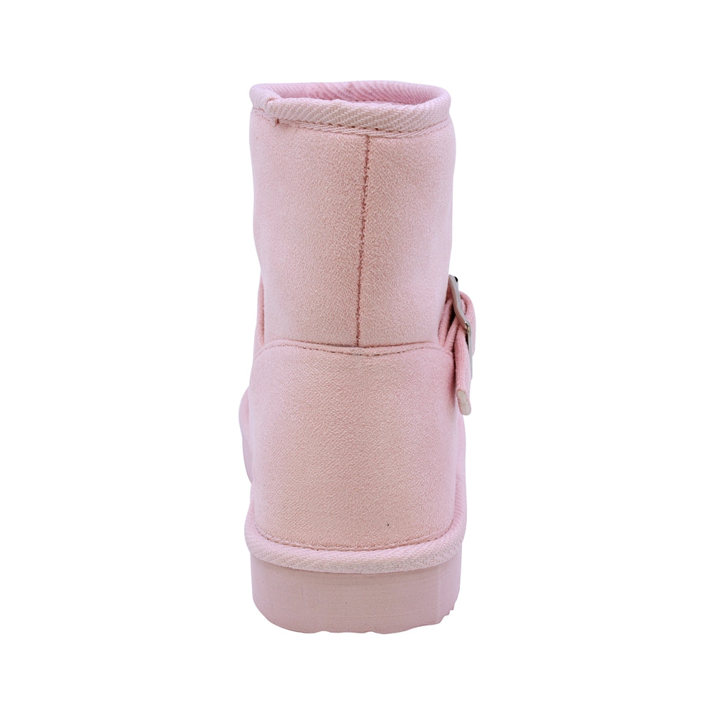 BOTA COQUETA PARA NIÑA DE SINTÉTICO COLOR ROSA TABIQUE CON HEBILLA