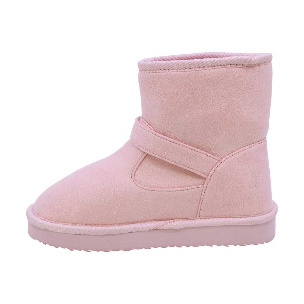 BOTA COQUETA PARA NIÑA DE SINTÉTICO COLOR ROSA TABIQUE CON HEBILLA
