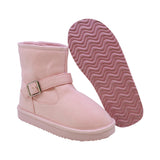 BOTA COQUETA PARA NIÑA DE SINTÉTICO COLOR ROSA TABIQUE CON HEBILLA