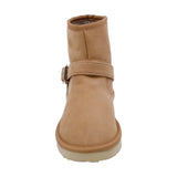 BOTA COQUETA PARA NIÑA DE SINTÉTICO COLOR MIEL TABIQUE CON HEBILLA