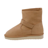 BOTA COQUETA PARA NIÑA DE SINTÉTICO COLOR MIEL TABIQUE CON HEBILLA