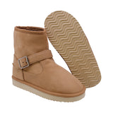 BOTA COQUETA PARA NIÑA DE SINTÉTICO COLOR MIEL TABIQUE CON HEBILLA