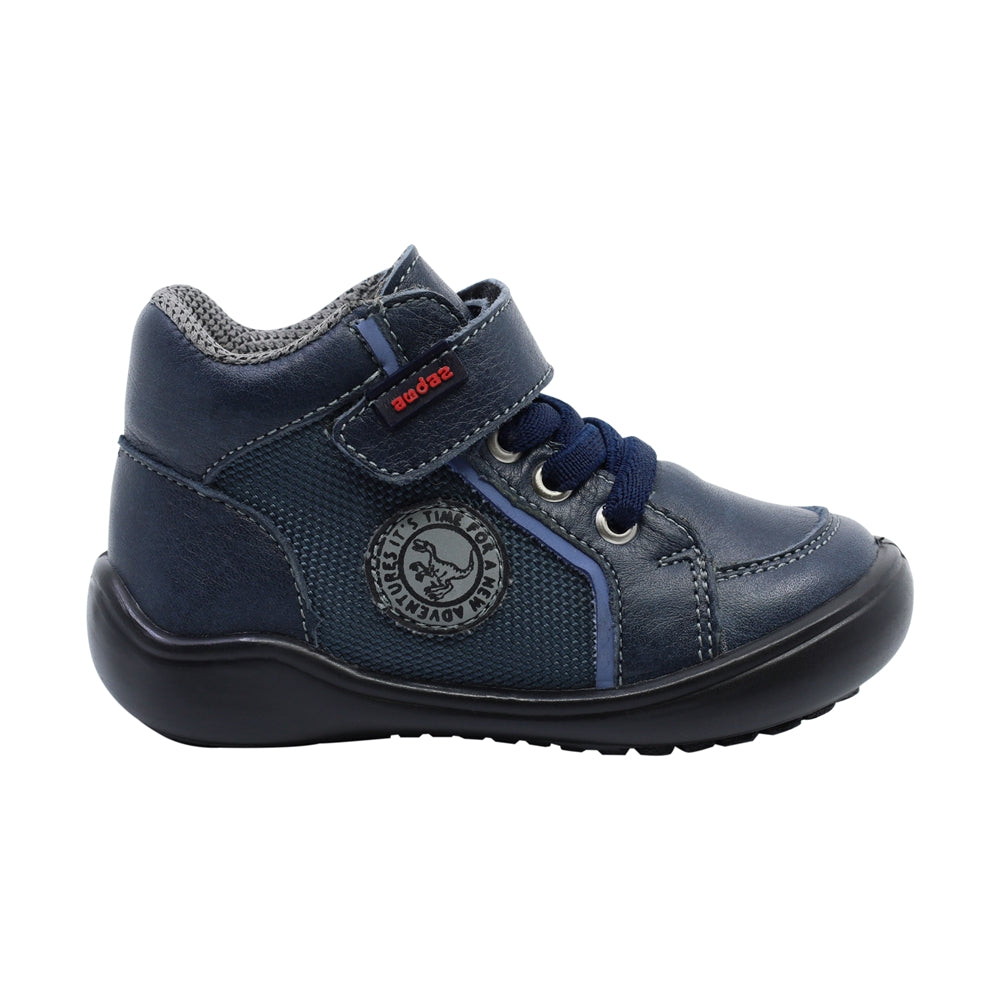 Bota Audaz para niño de piel azul Castor con tira de contacto