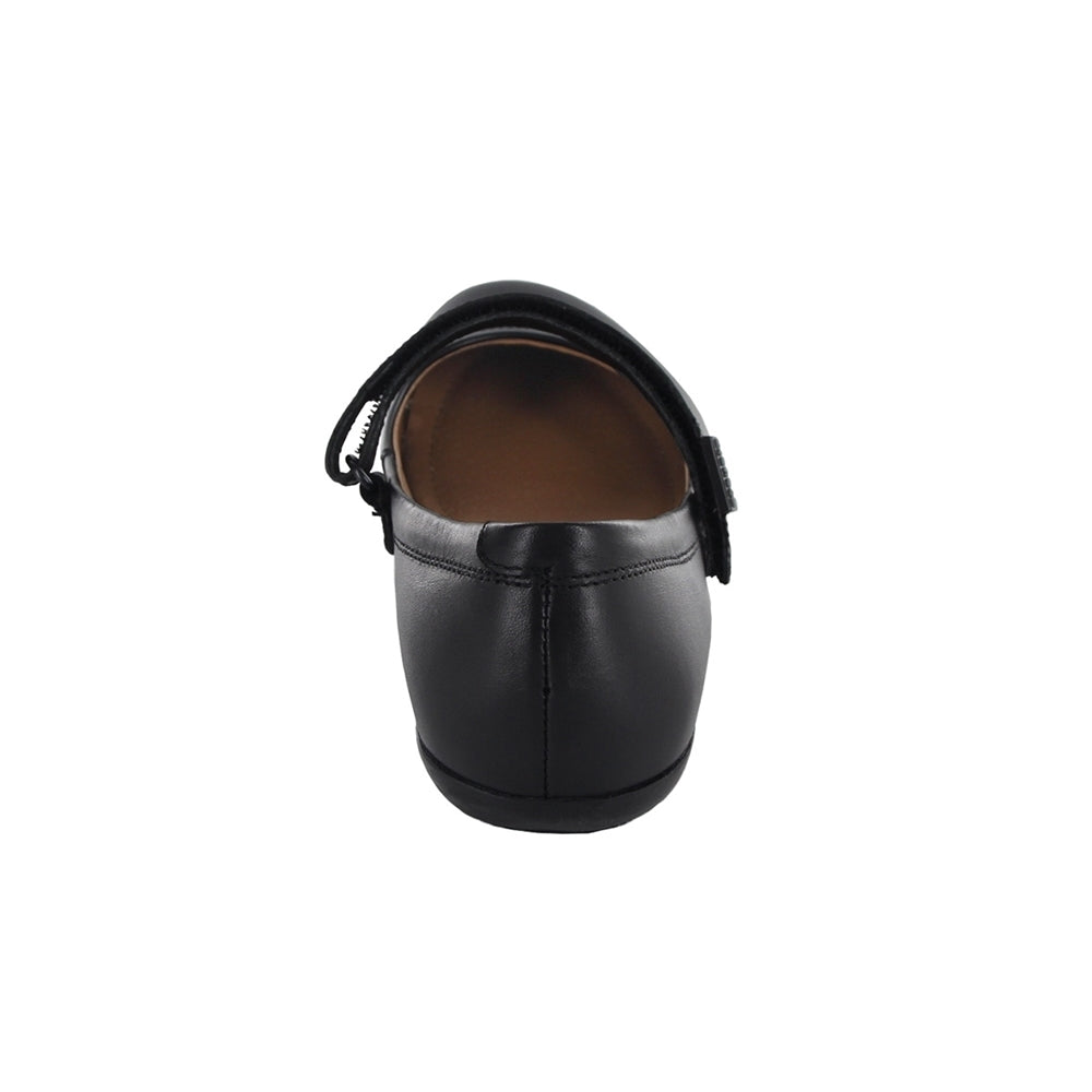 ZAPATO ESCOLAR COQUETA PARA NIÑA PIEL NEGRO ELISA CON TIRA DE CONTACTO