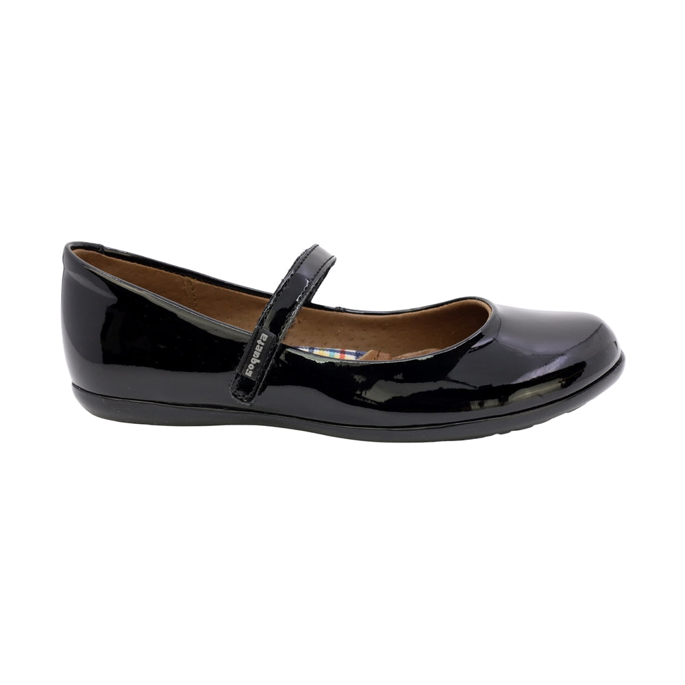 ZAPATO ESCOLAR COQUETA PARA NIÑA SINTÉTICO NEGRO ELISA CON TIRA DE CONTACTO