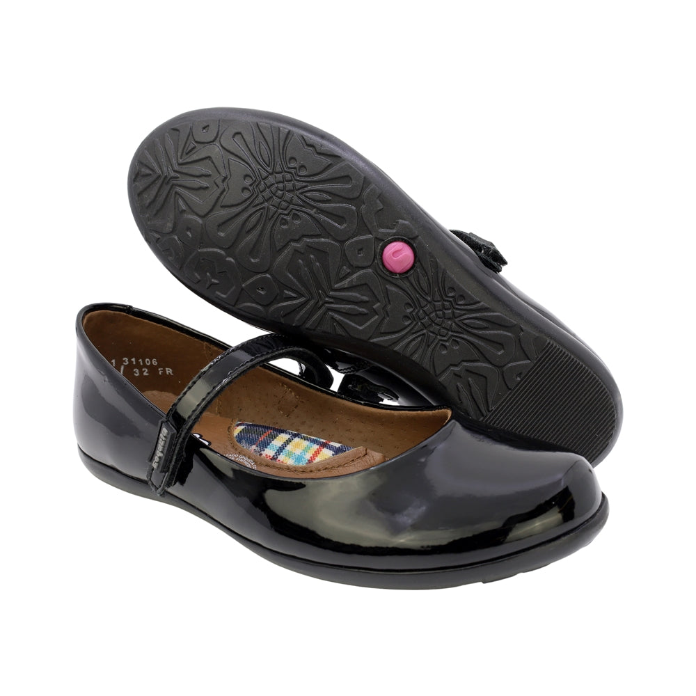 ZAPATO ESCOLAR COQUETA PARA NIÑA SINTÉTICO NEGRO ELISA CON TIRA DE CONTACTO