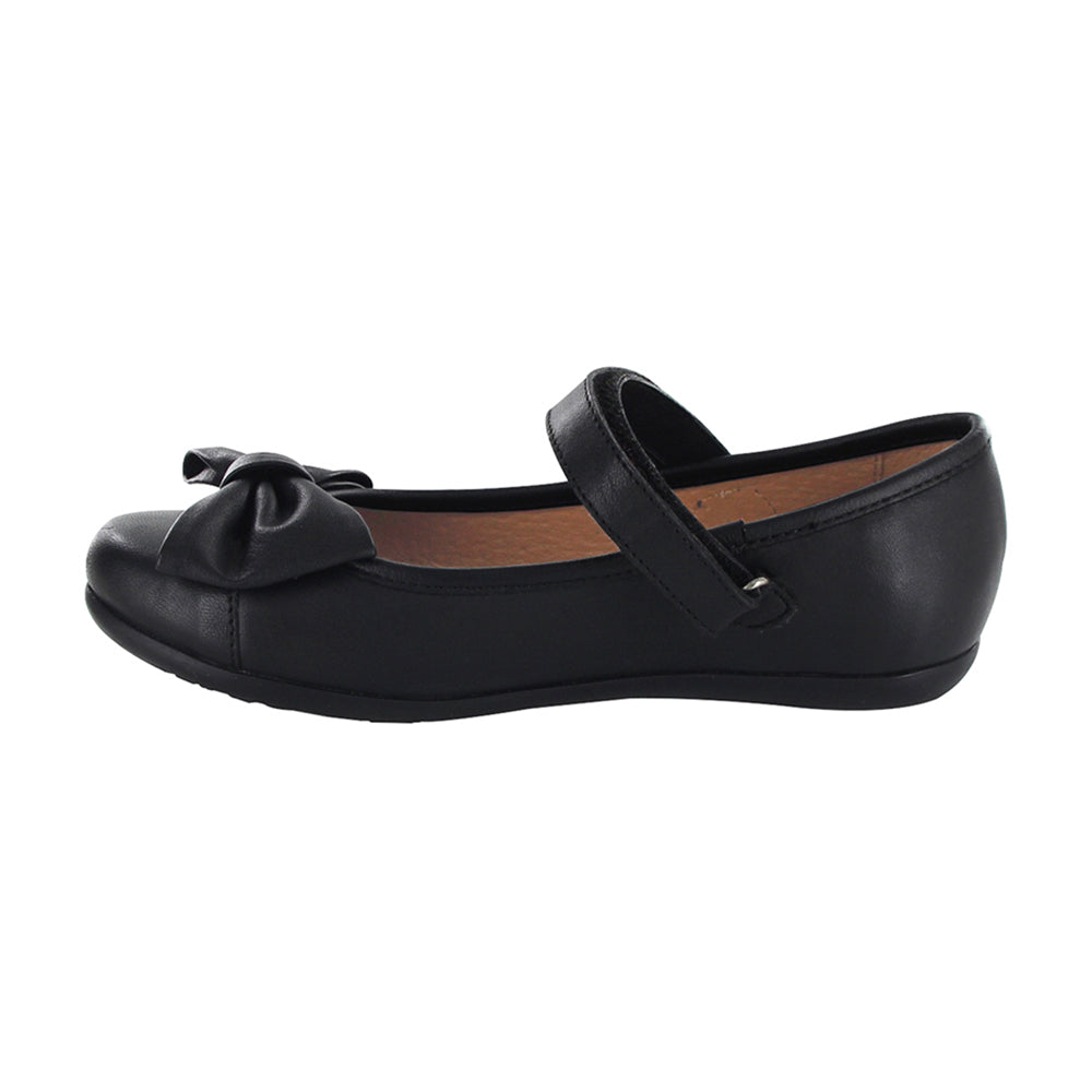 ZAPATO ESCOLAR COQUETA PARA NIÑA PIEL NEGRO ELISA CON TIRA DE CONTACTO