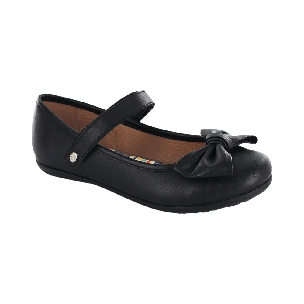 ZAPATO ESCOLAR COQUETA PARA NIÑA PIEL NEGRO ELISA CON TIRA DE CONTACTO