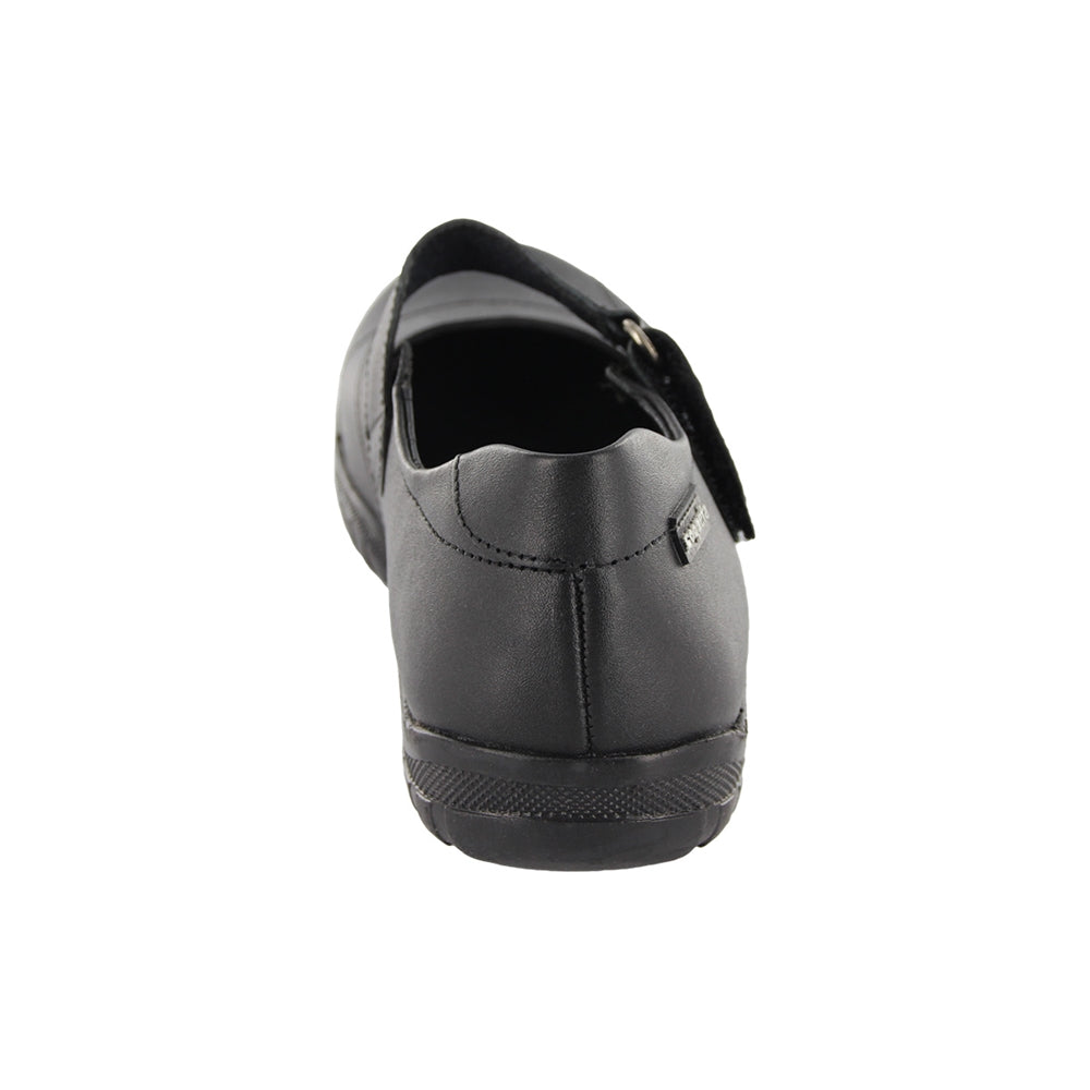 ZAPATO ESCOLAR COQUETA  PARA NIÑA PIEL NEGRO GEORGINA CON CORREA