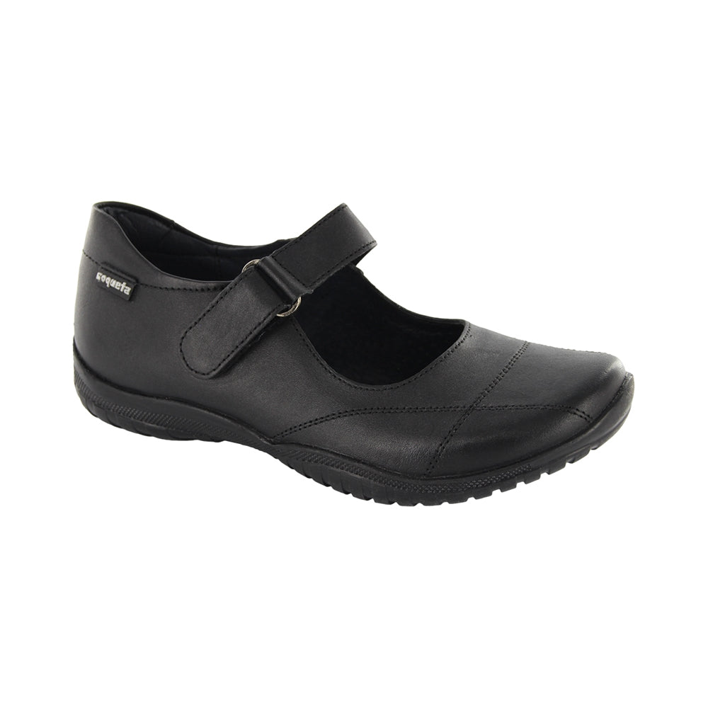 ZAPATO ESCOLAR COQUETA  PARA NIÑA PIEL NEGRO GEORGINA CON CORREA