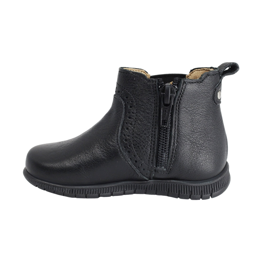 BOTA AUDAZ PARA NIÑO EN PIEL COLOR NEGRO CLICK CON ELÁSTICO