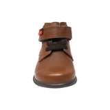 BOTA AUDAZ PARA NIÑO EN PIEL COLOR CAFÉ CLARO CLICK CON AGUJETA Y TIRA DE CONTACTO