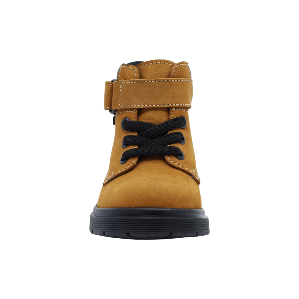 Bota Audaz para niño en piel camel Martin con tira de contacto