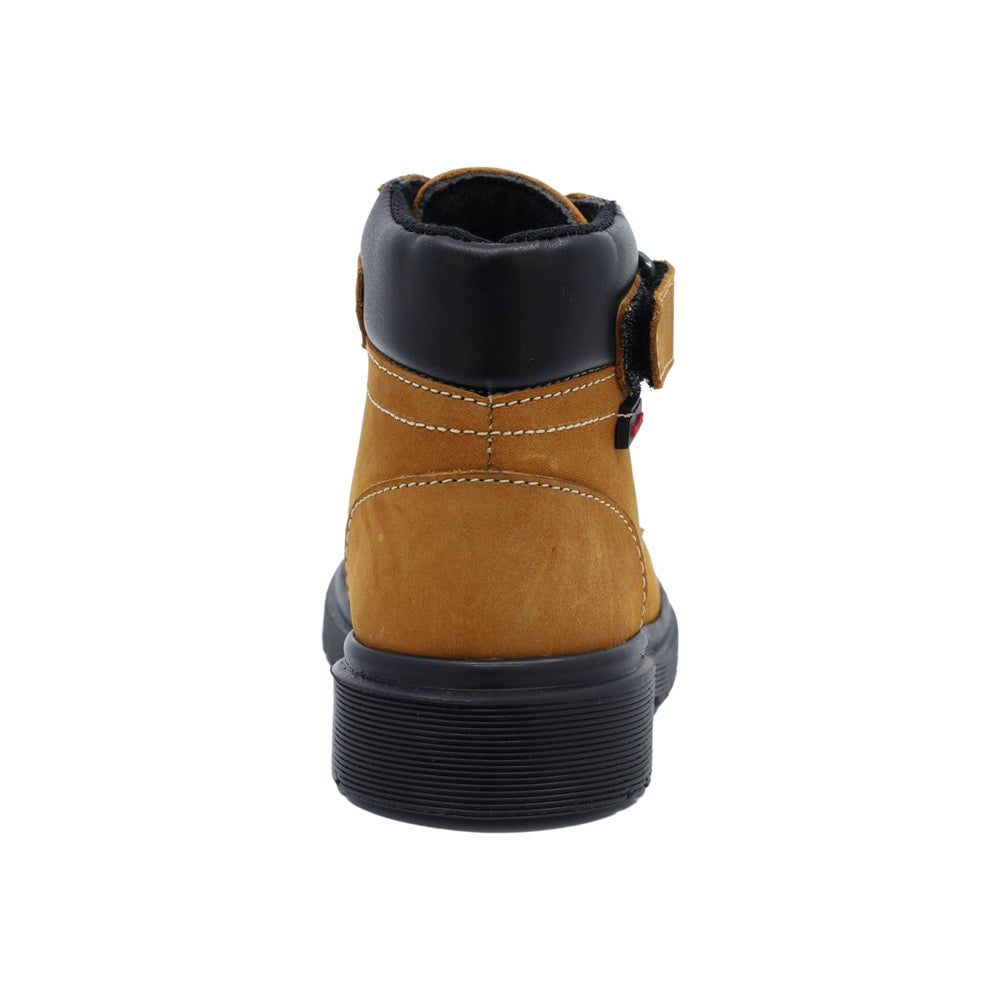 Bota Audaz para niño en piel camel Martin con tira de contacto