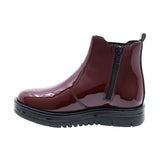 BOTA COQUETA  PARA NIÑA CHAROL VINO NORA TIPO BOTIN