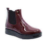 BOTA COQUETA  PARA NIÑA CHAROL VINO NORA TIPO BOTIN