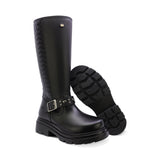 BOTA COQUETA PARA NIÑA DE SINTÉTICO COLOR NEGRO JAZZ CON HEBILLA DECORATIVA