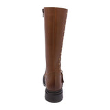 BOTA COQUETA PARA NIÑA EN SINTÉTICO COLOR CAFÉ CLARO JAZZ CON HEBILLA