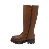 BOTA COQUETA PARA NIÑA EN SINTÉTICO COLOR CAFÉ CLARO JAZZ CON HEBILLA