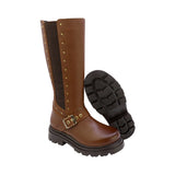 BOTA COQUETA PARA NIÑA EN SINTÉTICO COLOR CAFÉ CLARO JAZZ CON HEBILLA