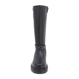 BOTA COQUETA PARA NIÑA EN SINTÉTICO COLOR NEGRO JAZZ CON DOBLE TIRA DE ESTOPEROLES