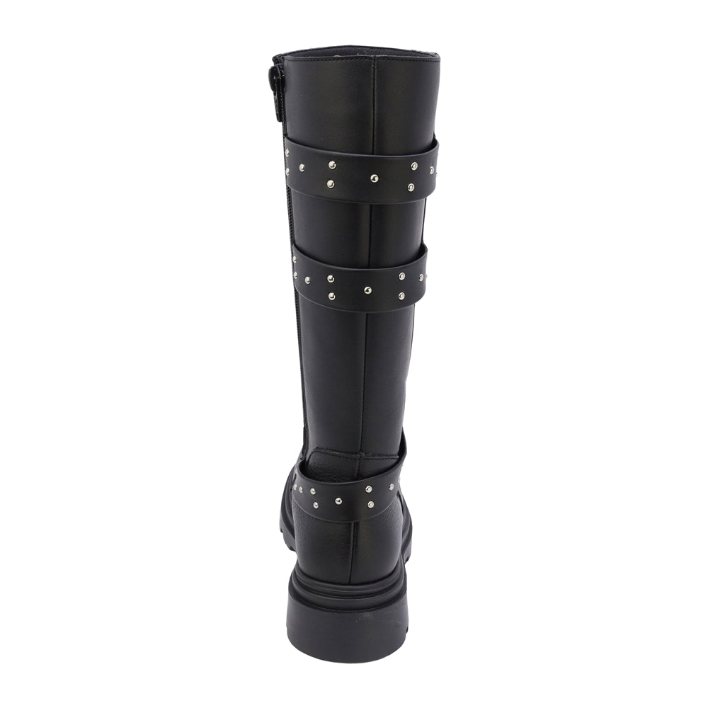 BOTA COQUETA PARA NIÑA EN SINTÉTICO COLOR NEGRO JAZZ CON DOBLE TIRA DE ESTOPEROLES