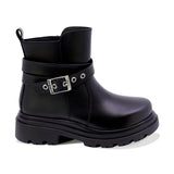 BOTA COQUETA PARA NIÑA DE PIEL COLOR NEGRO JAZZ CON DISEÑO ROBUSTO